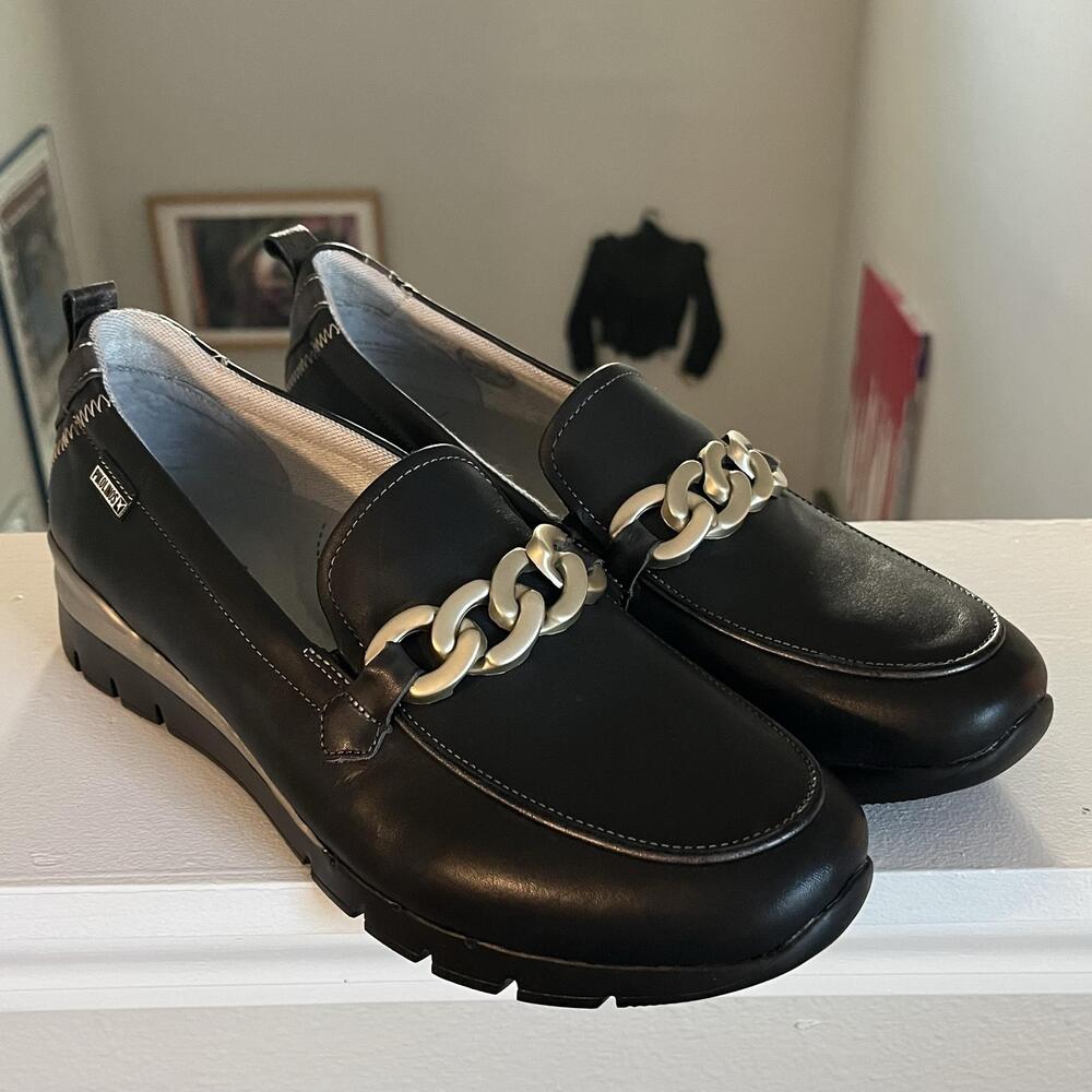 Pikolinos Loafers Cantabria Womens 10 Cowhide Leather Chain Slip On Arch Support